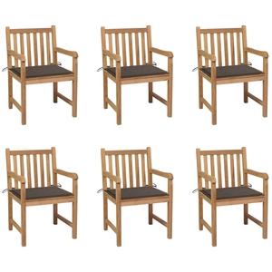 vidaXL Chaises de jardin 8 pcs avec coussins taupe Bois de teck massif pas cher