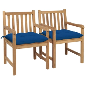 vidaXL Chaises de jardin 6 pcs avec coussins bleu Bois de teck solide pas cher