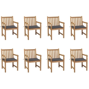 vidaXL Chaises de jardin 8 pcs avec coussins anthracite Bois de teck