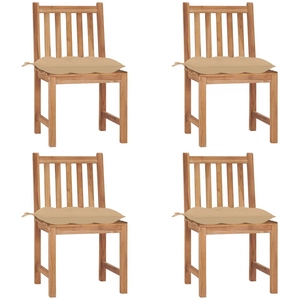 vidaXL Chaises de jardin 4 pcs avec coussins Bois de teck massif pas cher