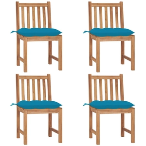 vidaXL Chaises de jardin 4 pcs avec coussins Bois de teck massif pas cher