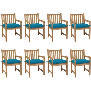 Comparateur de prix : vidaXL Chaises de jardin 8 pcs avec coussins bleu clair Teck solide