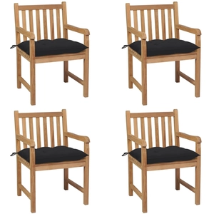 vidaXL Chaises de jardin 8 pcs avec coussins noir Bois de teck solide pas cher