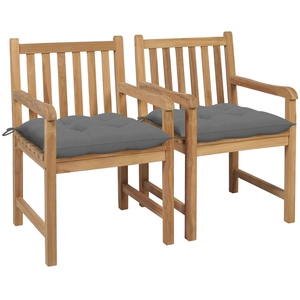 Comparateur de prix : vidaXL Chaises de jardin lot de 6 et coussins gris Bois de teck solide