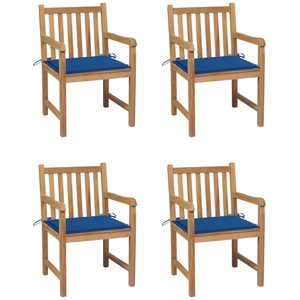 vidaXL Chaises de jardin 6 pcs avec coussins bleu royal Bois de teck pas cher