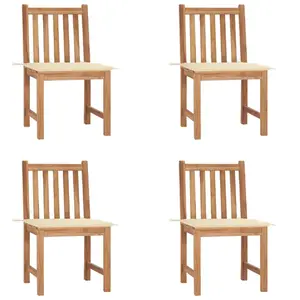 vidaXL Chaises de jardin lot de 4 avec coussins Bois de teck massif pas cher