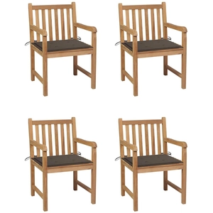 vidaXL Chaises de jardin 6 pcs avec coussins taupe Bois de teck massif pas cher
