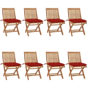 vidaXL Chaises pliables de jardin avec coussins 8 pcs Teck solide pas cher