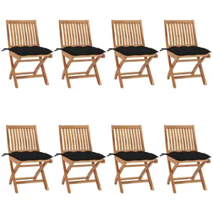 vidaXL Chaises pliables de jardin avec coussins 8 pcs Teck solide pas cher