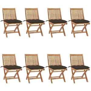 vidaXL Chaises pliables de jardin avec coussins 8 pcs Teck solide pas cher