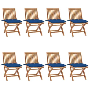 vidaXL Chaises pliables de jardin avec coussins 8 pcs Teck solide pas cher