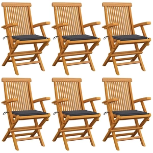 vidaXL Chaises de jardin avec coussins anthracite 8 pcs Teck massif pas cher