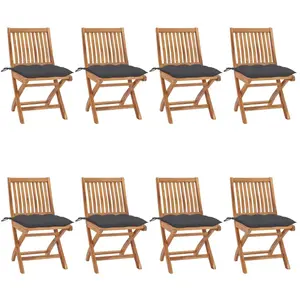 vidaXL Chaises pliables de jardin avec coussins 8 pcs Teck solide pas cher