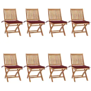 vidaXL Chaises pliables de jardin avec coussins 8 pcs Teck solide pas cher