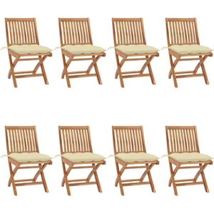 vidaXL Chaises pliables de jardin avec coussins 8 pcs Teck solide pas cher