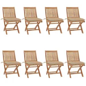 vidaXL Chaises pliables de jardin avec coussins 8 pcs Teck solide
