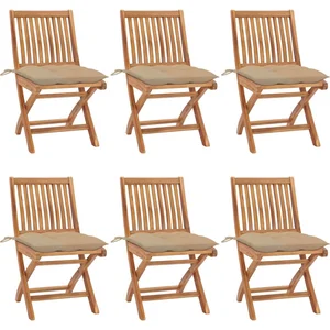 vidaXL Chaises pliables de jardin avec coussins 6 pcs Bois de teck pas cher