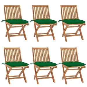 vidaXL Chaises pliables de jardin avec coussins 6 pcs Bois de teck pas cher