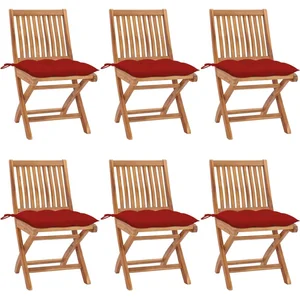 vidaXL Chaises pliables de jardin avec coussins 6 pcs Bois de teck pas cher