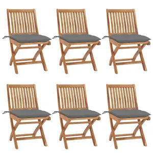 vidaXL Chaises pliables de jardin avec coussins 6 pcs Bois de teck pas cher