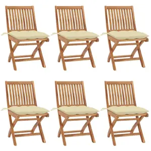 vidaXL Chaises pliables de jardin avec coussins 6 pcs Bois de teck pas cher