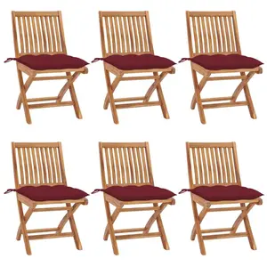 vidaXL Chaises pliables de jardin avec coussins 6 pcs Bois de teck pas cher