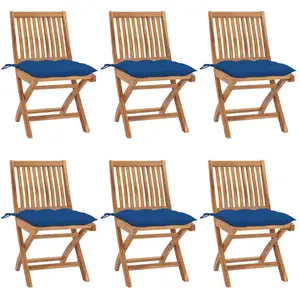 vidaXL Chaises pliables de jardin avec coussins 6 pcs Bois de teck pas cher