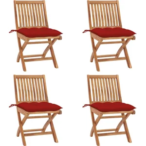 vidaXL Chaises pliables de jardin avec coussins 4 pcs Teck solide pas cher