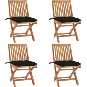 vidaXL Chaises pliables de jardin avec coussins 4 pcs Teck solide pas cher