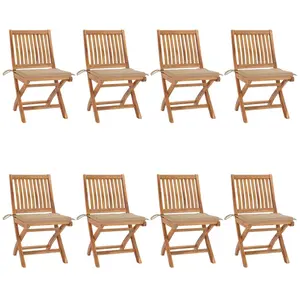 vidaXL Chaises pliables de jardin avec coussins 8 pcs Teck solide pas cher
