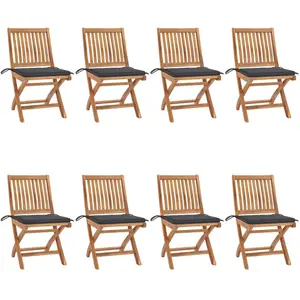 vidaXL Chaises pliables de jardin avec coussins 8 pcs Teck solide pas cher
