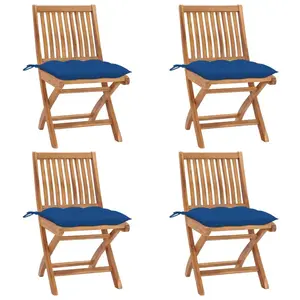 vidaXL Chaises pliables de jardin avec coussins 4 pcs Teck solide pas cher