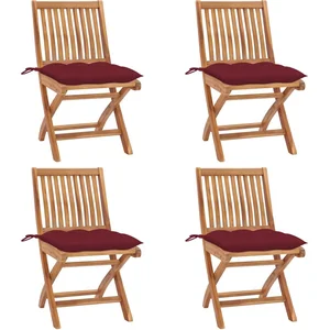 vidaXL Chaises pliables de jardin avec coussins 4 pcs Teck solide pas cher