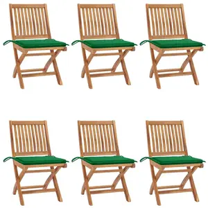 vidaXL Chaises pliables de jardin avec coussins 6 pcs Bois de teck pas cher