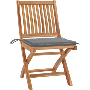 vidaXL Chaises pliables de jardin avec coussins 4 pcs Teck solide pas cher