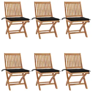 vidaXL Chaises pliables de jardin avec coussins 6 pcs Bois de teck pas cher