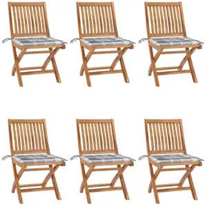 vidaXL Chaises pliables de jardin avec coussins lot de 6 Bois de teck pas cher
