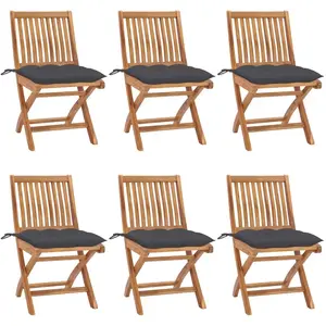 vidaXL Chaises pliables de jardin avec coussins 6 pcs Bois de teck pas cher