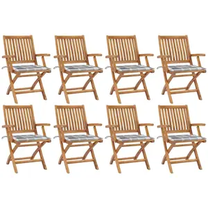 vidaXL Vidaxl Chaises Pliables De Jardin Avec Coussins 8 Pcs Teck Solide pas cher