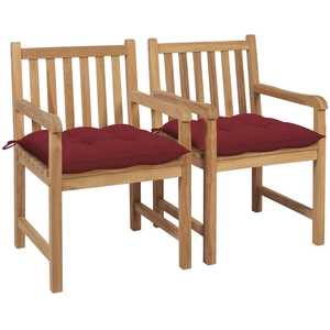 Comparateur de prix : vidaXL Chaises de jardin 4 pcs avec coussins bordeaux Teck solide