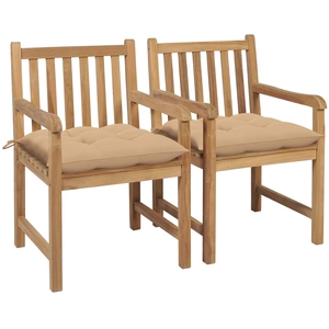vidaXL Chaises de jardin 4 pcs avec coussins beige Bois de teck solide pas cher