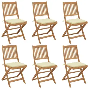 vidaXL Chaises pliables de jardin 6 pcs avec coussins Bois d'acacia pas cher