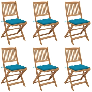 vidaXL Chaises pliables de jardin 6 pcs avec coussins Bois d'acacia pas cher