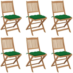 vidaXL Chaises pliables de jardin 6 pcs avec coussins Bois d'acacia pas cher