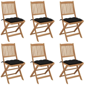 vidaXL Chaises pliables de jardin 6 pcs avec coussins Bois d'acacia pas cher