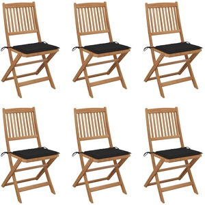 vidaXL Chaises pliables de jardin 6 pcs avec coussins Bois d'acacia pas cher