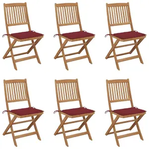 vidaXL Chaises pliables de jardin 6 pcs avec coussins Bois d'acacia pas cher