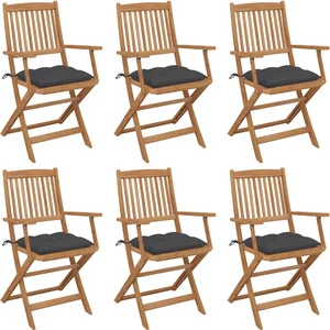 vidaXL Chaises pliables de jardin 6 pcs avec coussins Bois d'acacia pas cher