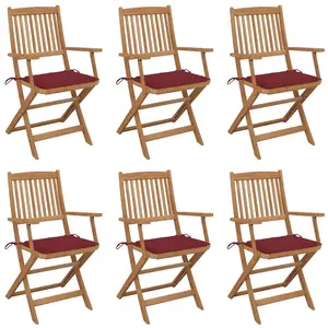 vidaXL Chaises pliables de jardin 6 pcs avec coussins Bois d'acacia pas cher