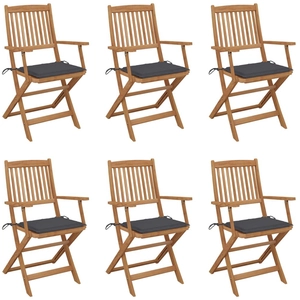 vidaXL Chaises pliables de jardin 6 pcs avec coussins Bois d'acacia pas cher